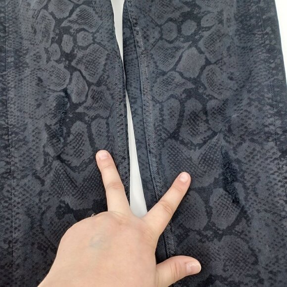 Zara Black Snakeskin Print Distressed Skinny Jean Women's 4 Reptile Animal Print - Picture 7 of 10